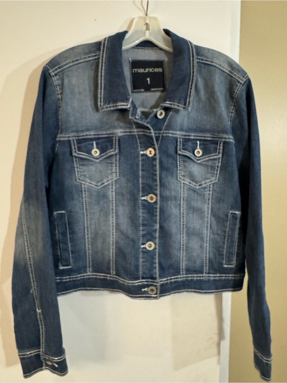 Maurices Blue Denim Jacket with Contrast Stitching